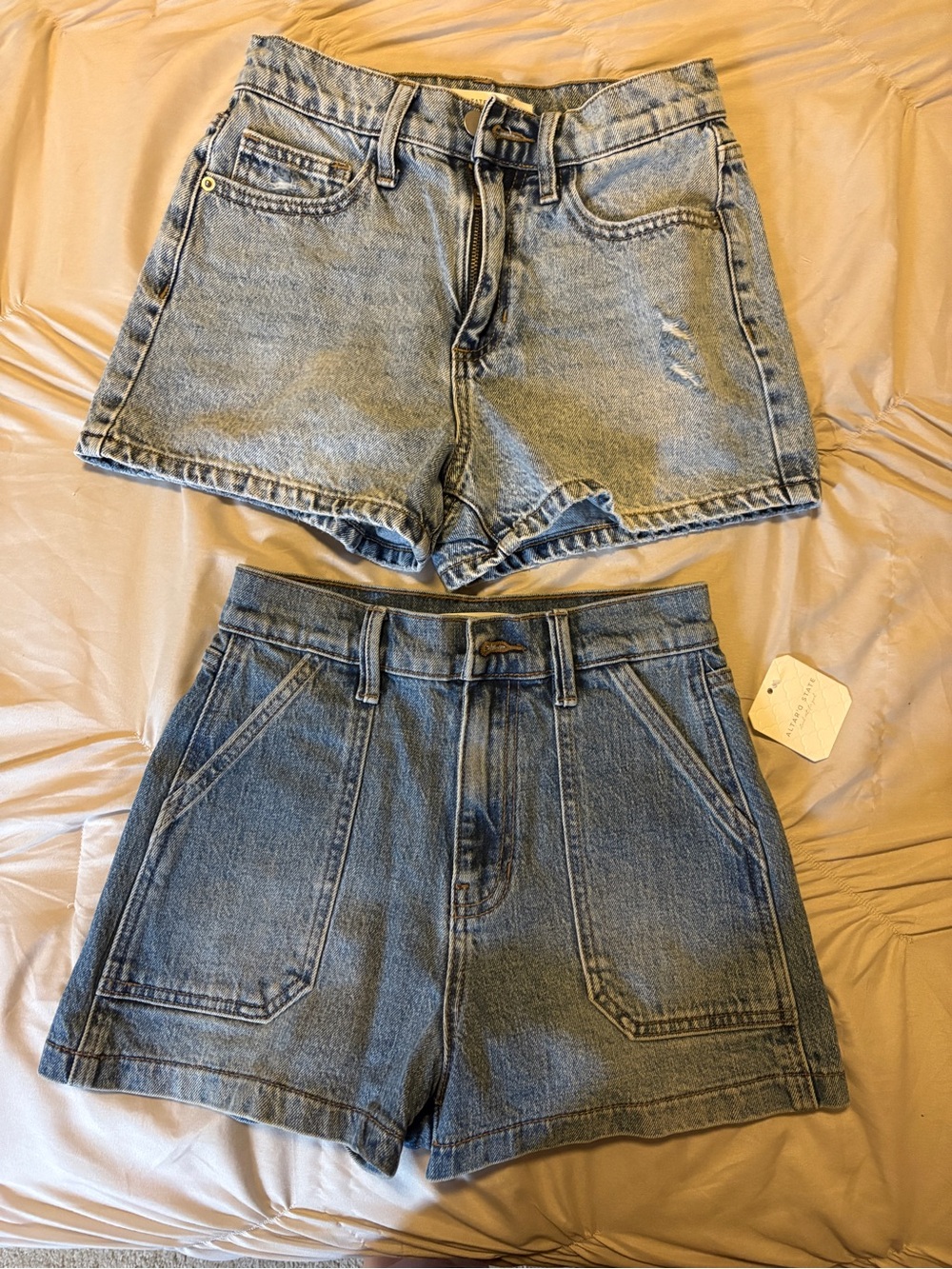 Altar'd State Light Blue Denim High-Rise Shorts Duo
